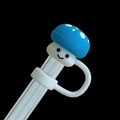 Blue mushroom silicone straw cover with a smiling face for drinking straw protection - Polka Dot Mushroom-Blue / 10mm