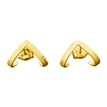 Macro detail of gold V-shaped geometric stud earrings with brushed metal texture - Gold Textured V-Shape