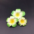 Three gradient yellow and white EVA foam frangipani hair clips for Hawaiian beach style - Emerald Green