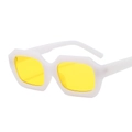 Retro octagon sunglasses with white geometric frames and bright yellow lenses - White Frame Yellow Lens