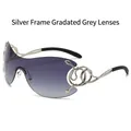 Occhiali da sole rimless con montatura a serpente argento e lenti grigie sfumate - Montatura Argento Lenti Grigio Sfumato