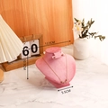Pink velvet mannequin jewelry stand for necklace and earring display with size marks - H Earring Stand With Stud Holes