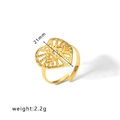 Gold hollow heart ring with clear zircon and adjustable band, width 21mm, weight 2.2g - Gold Hollow Heart Zirconia Open Ring (HF-J1471)