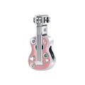 S925 sterling silver guitar charm with pink enamel and colorful gemstones for DIY bracelets - Colorful Enamel Guitar