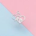 Colgante corazón de acero inoxidable plateado con silueta de madre e hijo para joyas - Corazón Silueta Madre e Hijo (MP597) / Dorado