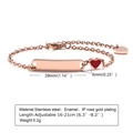 Bracelet ID en acier inoxydable or rose avec un coeur en émail rouge et chaîne réglable - 16+5cm / Or rose