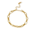 Gold plated stainless steel chain bracelet with oval links and adjustable clasp - Knot Decor Oval Link (NB-B1169)