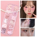Kit de maquillaje DIY con mariposas rosas y blancas, perlas y flores para looks creativos - Set de Mariposa de Flores de Perlas Rosas Blancas (T-397)