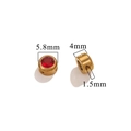 Perla tonda in acciaio dorato da 5,8mm con gemma rossa e foro da 1,5mm per DIY - Borgogna