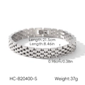 Detailed specs of the steel watch band bracelet with dimensions 21.5cm by 0.98cm - Mechanical Three-row Link Style (HC-B20400-S)