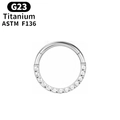 ASTM F136 G23 Titanium piercing ring met fonkelende heldere stenen naadloos - 1.2*6mm / Zirkonia voorkant + Zilver