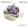 Anillo de amatista natural irregular con una banda dorada de diseño texturizado - Abierto Ajustable / Geoda de Amatista Natural de Uruguay Dorada
