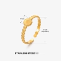 18k vergoldeter Edelstahlring mit Perlenband und rundem 0,4 cm Design, größenverstellbar - Rundperlen-Stil(11) / Gold
