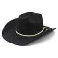 Cappello da cowboy americano classico in camoscio nero con fascia intrecciata dorata - M (56-57 cm) / Nero
