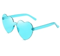 Fashionable light blue heart-shaped rimless sunglasses with transparent jelly frame - Light Blue