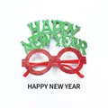 Sparkly Happy New Year glasses in festive red and green glitter for party decoration - Green Happy New Year Glasses (Old Version)