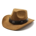 Detail of western cowboy hat featuring vintage silver star rivets on brown leather band - M(56-59CM) / Khaki