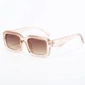 Square oversized sunglasses in champagne clear frame with gradient brown lenses - C06 Light Tea