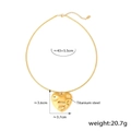 Collier pendentif cœur doré irrégulier en acier titane avec texture lave unique - Doré