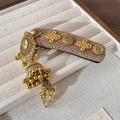 Vintage gold duckbill hair clip with glitter finish, Chinese knot patterns and tassels - Vintage Court Style Crystal Tassel BB Clip