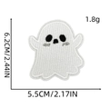 Detailed size specifications for white ghost embroidery patch with precise dimensions - Horror Style Patch 6# (White Ghost)