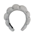 Thick light gray twisted sponge headband in soft terry cloth fabric with cloud design - Cloud Bubble Headband / Terry Cloth Grey