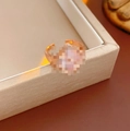 Elegante verstelbare ring in roségoud met zirkoon bloempatroon op een doosje - Verstelbaar Open / Roségoud