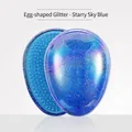 Starry blue glitter egg-shaped detangling hairbrush with portable compact design - Egg Glitter / Starry Blue