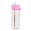 Outdoor 740ml Tritan straw cup with pink lid and silicone carry strap in transparent finish - 740ml / Rose Red