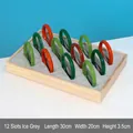 Solid wood jewelry tray with ice gray velvet lining for 12 jade bracelets display - Solid Wood/Velvet / Ice Grey