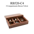 Mini walnut jewelry box with 5 slots and brown velvet lining for rings and necklaces - 5 Slots Brown Velvet (RB520-C4)