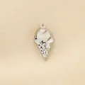 Ciondolo a cono gelato cavo in argento per gioielli fai-da-te, 21x11mm e peso di 0,7g - Ciondolo Cavo a Forma di Cono Gelato Argento (KLJ9985-Z)