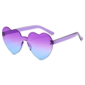 Heart-shaped rimless sunglasses with purple to blue gradient lenses and clear temples - Two-tone C33