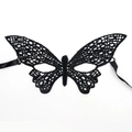 Elegant black lace butterfly masquerade mask with ribbon ties for party costumes - Butterfly