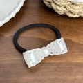 Élastique à cheveux avec nœud blanc translucide irisé et motif à pois ajourés élégant - Cravate à cheveux / Blanc Iridescent