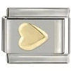 Modular stainless steel bracelet charm featuring a 3D gold heart design in high polish - 0082-heart Side