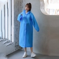 Thick blue EVA waterproof raincoat with hood and elastic cuffs for outdoor protection - 16 Silk Blue