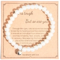 8mm translucent opalite beaded bracelet with silver heart charm and gift card - Opalite Heart With Card Style