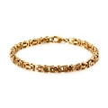 Polished golden stainless steel Byzantine chain bracelet with a classic lobster clasp - Gold (4mm) / 16cm