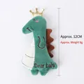 Green plush dinosaur cat toy with golden crown and Dear Baby embroidery 12cm - Green Crowned Dinosaur