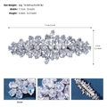 Detail of silver zircon hair clip showing precise 7.7cm dimensions and spring back structure - Silver (HS-J7206S)