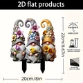 Three 2D acrylic fairy garden stakes with flower hats and birds for outdoor plant decor - No.4 (0.2cm Thickness)