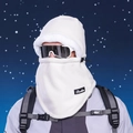 Pasamontañas de invierno en forro polar blanco con calentador de cuello y mascarilla - Beige