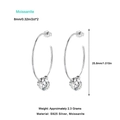 Minimalist S925 sterling silver hoop earrings with 8mm moissanite stones in silver - E13933 Large Moissanite Hoop / 2 Carat * 2