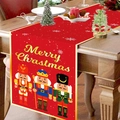 Rode kersttafelloper met notenkraker soldaten en gouden Merry Christmas belettering - 181x35.5cm / Notenkraker Soldaat