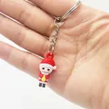 Miniature Santa Claus keychain made of PVC soft rubber with silver metal ring and chain - Santa Claus Style E
