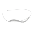 Diadema fina plateada con brillantes de diseño ondulado y perla blanca para peinados - Perla Ola Plateado