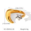 Dettaglio dell'anello con luna d'oro e stella d'argento, dimensioni 2,08cm x 1,70cm e peso 4,4g - Stile Stella Luna Oro e Argento (HC-R30314-GS)