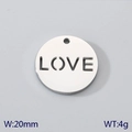 Ciondolo rotondo da 20mm in acciaio inossidabile argento lucido con scritta love - Argento