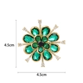 Eleganter Smaragdgrüner Kristall-Blumen-Brosche in Goldoptik, Maße 4.5cm mal 4.5cm - Smaragd